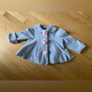 Charming Kids' Gray Jacket with Pink Floral Details